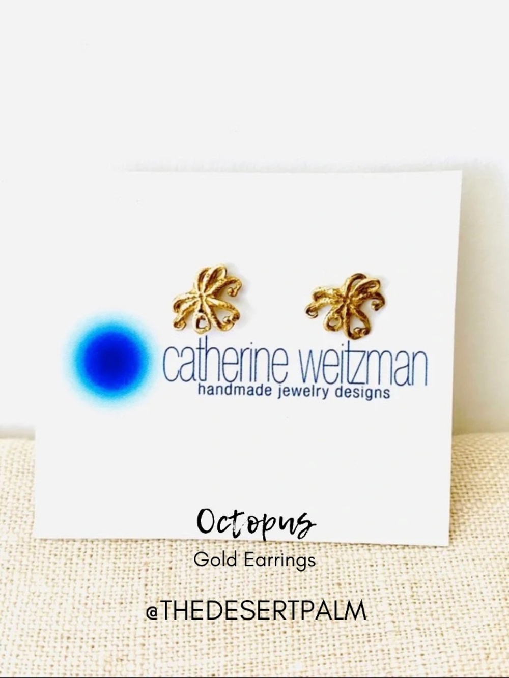 Catherine Weitzman 18K Gold Vermeil Octopus Stud Earrings Handmade Hawaii